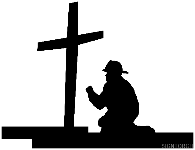 Festive - Fireman Kneeling at the Cross | ReadyToCut - Vector Art for ...